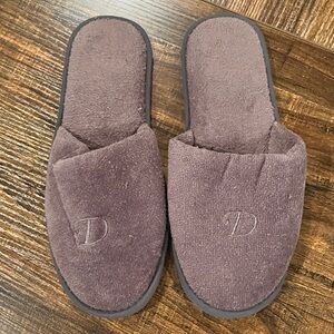 Slippers with Embroidered Initial “D”